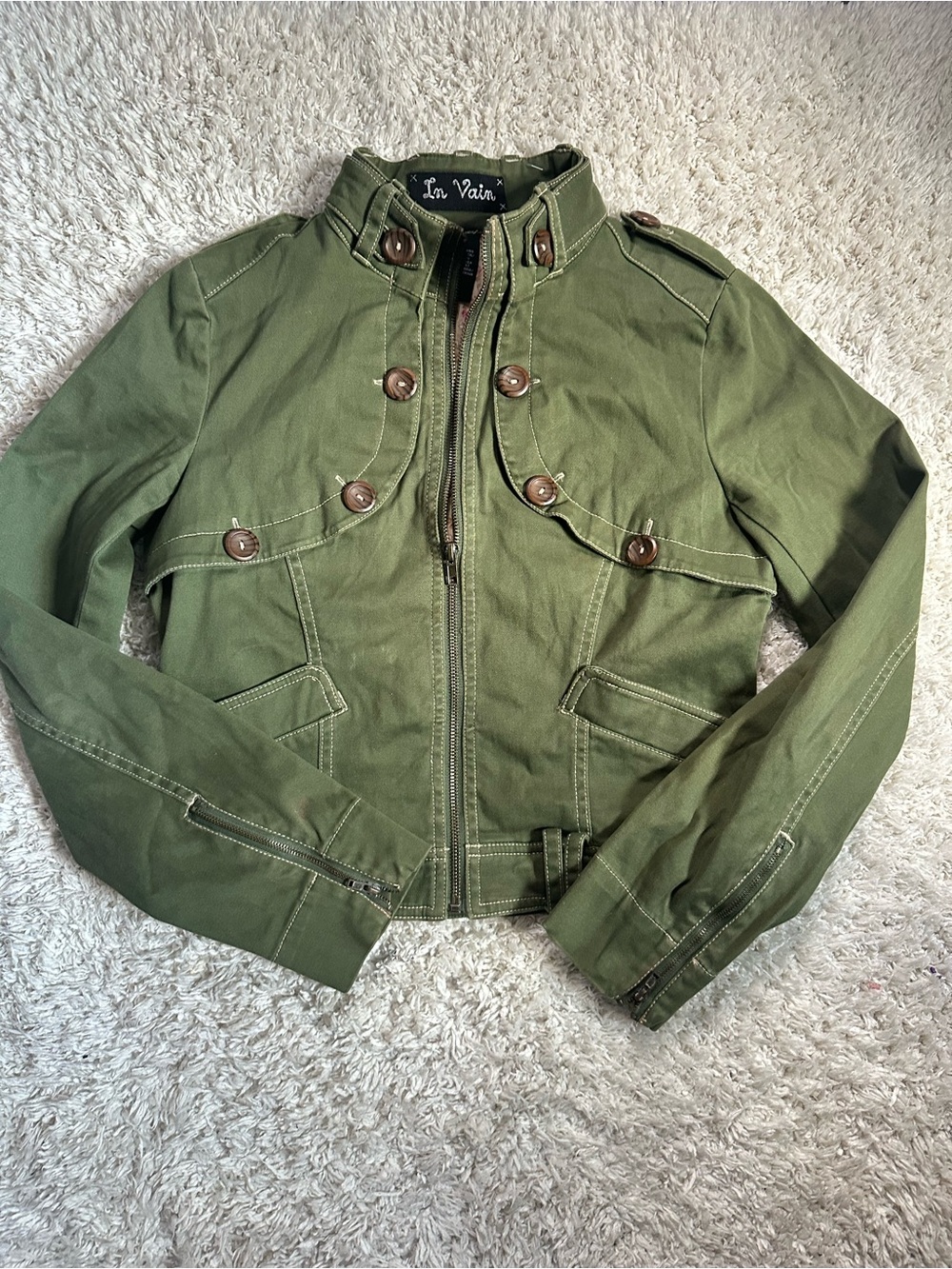 Archive Y2K cropped fairy punk military jacket